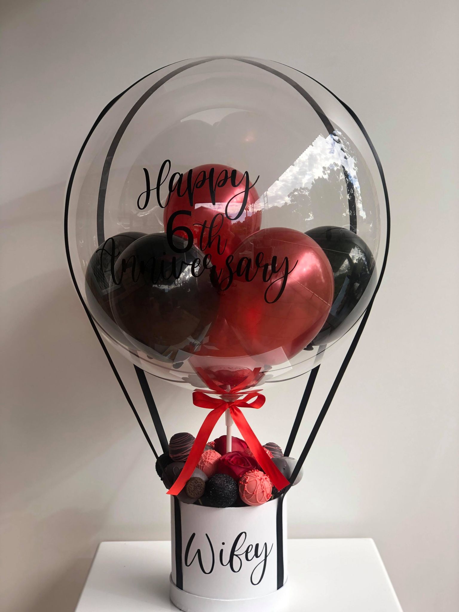 Red and Black Balloon Box Customised • Versatile Gifts