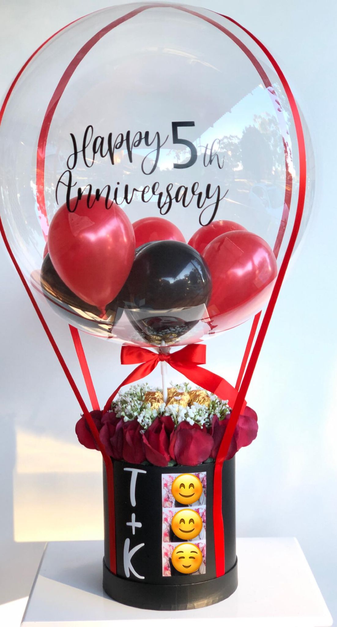 Artificial Red Roses Balloon Bouquet Box • Versatile Gifts